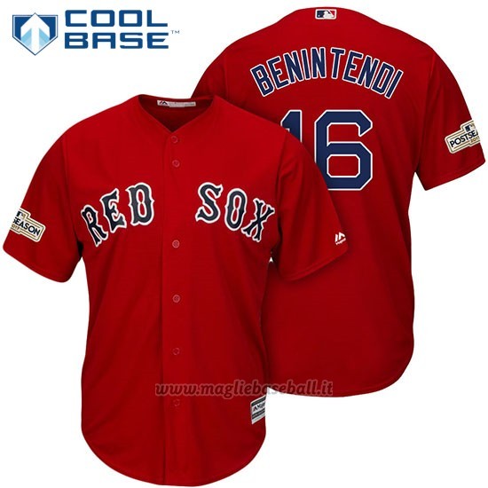 Maglia Baseball Uomo Boston Red Sox 2017 Postseason 16 Andrew Benintendi Scarlet Cool Base